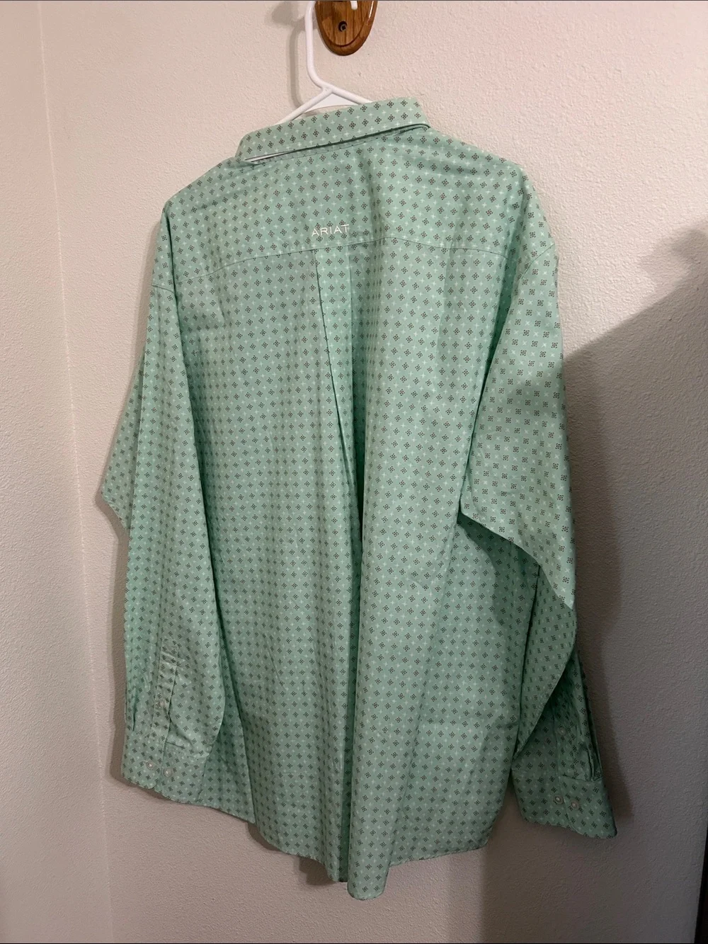 Ariat Mens Team Logo Twill LS Shirt Light Green Classic Fit XXL New - Picture 5 of 5